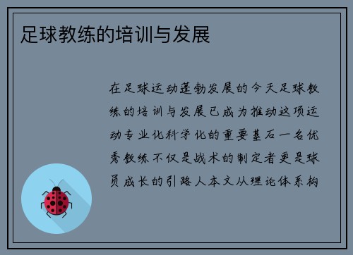 足球教练的培训与发展